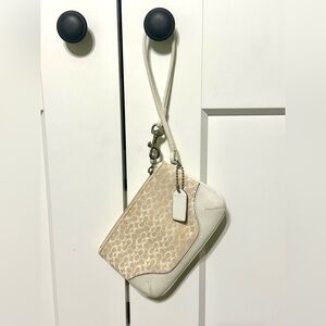 Coach Cream/sand Signature canvas and leather small wristlet 👜👜